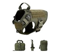 QIUYMGFG Correa de Perro Correas Extensibles Juego de arnés y Correa para Perros tácticos Hebilla de Metal Chaleco para Perros Grandes Arnés para Mascotas(Green Harness Bag,L)