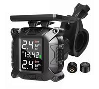 QIUYMGFG Monitor de presión de neumáticos TPMS para Motocicletas, Sistema inalámbrico de monitoreo Sensor de Temperatura de neumáticos, Sistema de Alarma(M7 Solar)