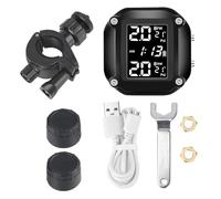 QIUYMGFG Sistema de Alarma de monitoreo de presión de neumáticos para Motocicleta TPMS con Pantalla LCD y 2 sensores externos inalámbricos