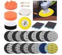 Qivine 129 Piezas Kit Pulir Faros, 75mm Lana de Almohadillas para Pulidora Coche Inalambrica, Esponja para Pulimento Coche Arañazos Accesorio Adaptador de Taladro