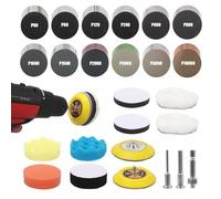 Qivine 133 Piezas Kit Pulir Faros, 75mm Lana de Almohadillas para Pulidora Coche Inalambrica, Esponja para Pulimento Coche Arañazos Accesorio Adaptador de Taladro