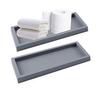 Qivine 2 Piezas Bandeja de Baño, 30 x 12 x 1,8 cm Plato Rectangular de Silicona Gris Bandeja Decorativa Tocador Bandeja de Baño para Joyas, Velas, Toalla, Jabón