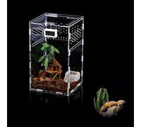 Qivine 2 Piezas Terrario Reptiles, Reptil Terrarium Transparente de Acrílico, Caja de Alimentación de Insectos, para Serpientes, Ranas, Insectos, Tarántulas, Cangrejos, 12x12x20cm & 9x9x9cm