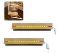 Qivine 2 Unidades Base LED para Vidrio Acrílico, Exhibición de Bases para Lámparas con Interruptor USB, Rectangular Soporte para Madera y Cristal de Resina, Joyas, Arte (Luz Cálida)