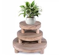 Qivine 3 Piezas Soporte Plantas Interior Madera, Moderno Estanteria Macetas Exterior con Patas, Elevadores de Soporte Maceta Balcon para Exhibición, Cocina, Baño