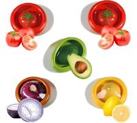 Qivine 5 Piezas Contenedores de Almacenamiento de Silicona, Reutilizable Recipientes Herméticos para Alimentos de Conservación, Aguacate Organizador Nevera con Tapa para Cebolla Tomate y Limón