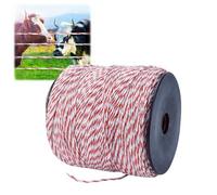 Qivine 500m Hilo Pastor Electrico para Caballos, Conductor Cable de Acero Inoxidable, Alambre de Polietileno de Alta Conductividad para para Cercas de Ovejas y Caballos de Granja (Rojo Blanco)