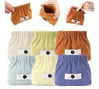 Qivine 6 organizadores de goma elástica de pana para el pelo, mini neceser de pana para apretar, mini monedero, bolso portátil para lápiz labial, lápiz de cejas, auriculares, joyas