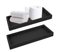 Qivine Bandejas Decorativas, Rectangular Bandeja Baño Bandeja Decorativa Antideslizante, 2 Piezas Silicona Decoracion Baño Bandeja Pequeña para Joyas Velas Jabón (30 x12cm Negro)