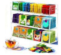 Qivine Caja de Te de Acrílica, Transparente Organizador de Infusiones para Bolsas de Té, Almacenamiento de Cajas Organizadoras de Plastico para Café, Especias, Maquillaje (15 Compartimentos)