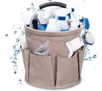 Qivine Cesta Productos Limpieza Portatil, Plegable Organizador de Productos de Limpieza con Asa, 17L Cestas para Herramientas, Tela Oxford, Impermeable (Caqui)