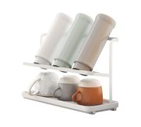 Qivine Escurre Biberones con Bandeja de Goteo, Metal de Seca Biberones de 2 Pisos, Soporte Escurrebiberones Reutilizable para Biberone, Vasos (A)