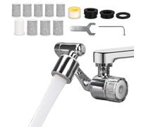 Qivine Extensor Grifo Cocina, Multifuncional Adaptador Grifo Lavabo Giratorio 1080°, Ajustable Aireador de Grifos para Baños y Cocinas