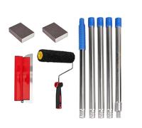 Qivine Juego de Espatulas Pladur, Juego de Herramientas para Masilla con Espátula, Mango Telescópico de 2m, Rodillo y Esponja de Lijado, Espatulas Pladur para Paredes, Techos y Reformas