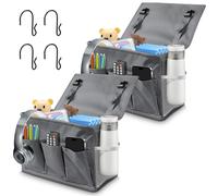 Qivine Organizador Colgante de Cama, Almacenamiento de Bolsas Almacenaje con Ganchos, Escuela Cesta Colgante para Libros, Aperitivos, Móvil Tableta (2)