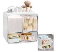 Qivine Organizador de Compresas, Caja para Guardar Tampones y Compresas con 4 Compartimentos, Dispensador de Almohadillas de Algodón con Tapa Transparente , para Baño, Tocador, Salón