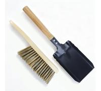 Qivine Pala para Chimenea y Cepillo, Recogedor para Chimenea con Cepillo, Conjunto de Recogedor y Escobilla con Guantes, para Estufas Barbacoas Chimenea