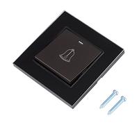 Qivine Pulsador Timbre Exterior, 8,6 x 8,6 cm Timbre Casa para Caja Empotrada de 68 mm, Sencillo y Simple, Ding-Dong Interruptor de Timbre 220~250 V, Fácil Montaje, para Hogares y Hoteles (Negro)