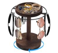 Qivine Soporte Gafas Madera, Expositor Giratorio Organizador Gafas de Sol de Grafas de Metal, Estanteria Almacenaje para Tocadores, Mesitas de Noche, Escritorios