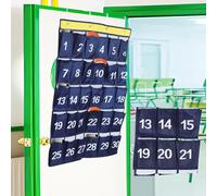 Qivine Teléfono Móvil Garaje de La Escuela, 30 Bolsillos Aparcamiento con 4 Ganchos, 80 x 60 cm Plegable Tela Oxford Numerado Bolsillos para El Aula