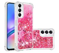 QIWEIQING Compatible con Funda Glitter Liquida con Cuerda para Samsung Galaxy A05S, Amor Cristal Flexible Silicona TPU Anti Golpes Bumper Protector Carcasa para Galaxy A05S.Pink YBL