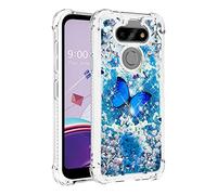 QIWEIQING Compatible con Funda Glitter Liquida para Samsung Galaxy Note 9,Cristal Suave Silicona Bumper Protector Carcasa,Brillante Arena Movediza Case para Galaxy Note 9 Blue Butterfly YB
