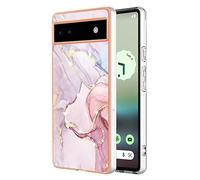 QIWEIQING Compatible con Funda para Google Pixel 6A Mármol Silicone Suave Carcasa, Funda Slim Soft Gel TPU Case Protección Antigolpes Cover para Google Pixel 6A.Rose Gold YBD