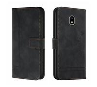 QIWEIQING Compatible con Funda para Samsung Galaxy J7 2017 (EU Version), Funda Móvil Funda Libro con Tapa, Carcasa Magnético Funda para Galaxy J7 2017 (EU Version) / J730.Black HX