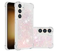 QIWEIQING Compatible con Funda para Samsung Galaxy S24 Plus Funda, Glitter Amor Liquida Antideslizante Silicona TPU Bumper Antigolpes Carcasa Estuche para Galaxy S24 Plus.Silver Pink YBL
