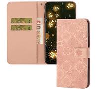 QIWEIQING Compatible con Funda para Xiaomi Mi 14T Pro, Floral Funda Libro con Acollador, Funda Móvil Antideslizante Magnético Plegable Carcasa para Xiaomi Mi 14T Pro Funda. Rose Gold XCH