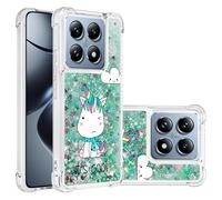 QIWEIQING Compatible con Funda para Xiaomi Mi 14T Pro Funda, Glitter Amor Liquida Antideslizante Cristal Silicona TPU Bumper Antigolpes Carcasa Estuche para Xiaomi Mi 14T Pro Green Pferd YB