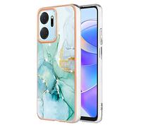 QIWEIQING Compatible con Huawei Honor X7a Funda Mármol Carcasa, TPU Flexible Ultra Delgado Mate Case Marble Cristal Suave Silicona Bumper Protector Carcasa para Huawei Honor X7a.Green YBD
