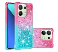 QIWEIQING Compatible con Redmi Note 13 4G Funda Glitter Amor, Cristal Suave Silicona Bumper Protector Carcasa, Antideslizante Arena Movediza Case para Redmi Note 13 4G.Pink Blue YBJ
