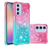 QIWEIQING Compatible con Samsung Galaxy A16 5G Funda Glitter Amor, Cristal Suave Silicona Bumper Protector Carcasa, Antideslizante Arena Movediza Case para Samsung Galaxy A16 5G.Pink Blue YBJ
