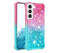 QIWEIQING Compatible con Samsung Galaxy A37 5G Funda Glitter Amor, Cristal Suave Silicona Bumper Protector Carcasa, Antideslizante Arena Movediza Case para Samsung A37 5G.Pink Blue YBJ