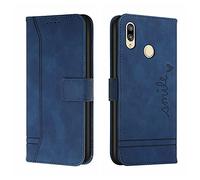 QIWEIQING Funda Compatible con Huawei Honor 8X, Funda Libro Protectora con Carcasa de TPU, Soporte Plegable, Ranura para Tarjeta, Funda de Cuero PU para Huawei Honor 8X Blue HX