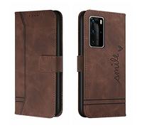 QIWEIQING Funda Compatible con Huawei P40 Pro, Funda Libro Protectora con Carcasa de TPU, Soporte Plegable, Ranura para Tarjeta, Funda de Cuero PU para Huawei P40 Pro Brown HX