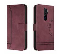 QIWEIQING Funda Compatible con OPPO A5 2020, Funda Libro Protectora con Carcasa de TPU, Soporte Plegable, Ranura para Tarjeta, Funda de Cuero PU para OPPO A5 2020 / A9 2020 Red Wine HX