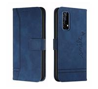 QIWEIQING Funda Compatible con Realme 7 4G, Funda Libro Protectora con Carcasa de TPU, Soporte Plegable, Ranura para Tarjeta, Funda de Cuero PU para Realme 7 4G Blue HX