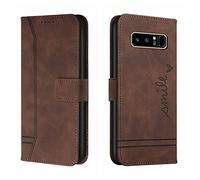 QIWEIQING Funda Compatible con Samsung Galaxy Note 8, Funda Libro Protectora con Carcasa de TPU, Soporte Plegable, Ranura para Tarjeta, Funda de Cuero PU para Galaxy Note 8 Brown HX