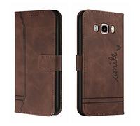 QIWEIQING Funda Compatible con Samsung J5 2016, Funda Libro Protectora con Carcasa de TPU, Soporte Plegable, Ranura para Tarjeta, Funda de Cuero PU para Galaxy J5 2016 Brown HX