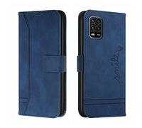 QIWEIQING Funda Compatible con Xiaomi Mi 10 Lite 5G, Funda Libro Protectora con Carcasa de TPU, Soporte Plegable, Ranura para Tarjeta, Funda de Cuero PU para Xiaomi Mi 10 Lite 5G Blue HX
