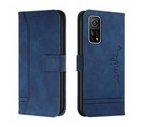 QIWEIQING Funda Compatible con Xiaomi Mi 10T Pro, Funda Libro Protectora con Carcasa de TPU, Soporte Plegable, Ranura para Tarjeta, Funda de Cuero PU para Xiaomi Mi 10T Blue HX
