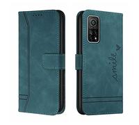QIWEIQING Funda Compatible con Xiaomi Mi 10T Pro, Funda Libro Protectora con Carcasa de TPU, Soporte Plegable, Ranura para Tarjeta, Funda de Cuero PU para Xiaomi Mi 10T Green HX
