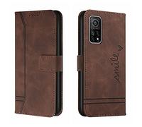 QIWEIQING Funda Compatible con Xiaomi Mi 10T Pro, Funda Libro Protectora con Carcasa de TPU, Soporte Plegable, Ranura para Tarjeta, Funda de Cuero PU para Xiaomi Mi 10T Brown HX