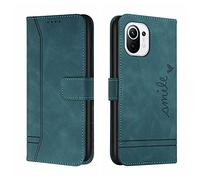 QIWEIQING Funda Compatible con Xiaomi Mi 11 Lite 5G, Funda Libro Protectora con Carcasa de TPU, Soporte Plegable, Ranura para Tarjeta, Funda de Cuero PU para Xiaomi Mi 11 Lite 4G Green HX