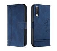QIWEIQING Funda Compatible con Xiaomi Mi 9 Lite, Funda Libro Protectora con Carcasa de TPU, Soporte Plegable, Ranura para Tarjeta, Funda de Cuero PU para Xiaomi Mi A3 Lite Blue HX