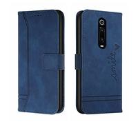 QIWEIQING Funda Compatible con Xiaomi Mi 9T Pro, Funda Libro Protectora con Carcasa de TPU, Soporte Plegable, Ranura para Tarjeta, Funda de Cuero PU para Xiaomi Mi 9T Blue HX