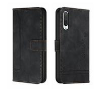 QIWEIQING Funda Compatible con Xiaomi Mi A3, Funda Libro Protectora con Carcasa de TPU, Soporte Plegable, Ranura para Tarjeta, Funda de Cuero PU para Xiaomi Mi A3 / Mi CC9e Black HX