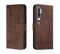 QIWEIQING Funda Compatible con Xiaomi Mi Note 10 4G, Funda Libro Protectora con Carcasa de TPU, Soporte Plegable, Ranura para Tarjeta, Funda de Cuero PU para Xiaomi Mi Note 10 4G Brown HX